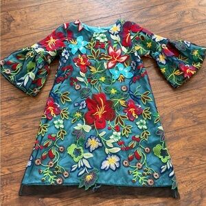 Halabaloo Multicolor Floral Embroidered Dress | Size 6